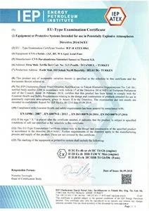 ATEX Tip İnceleme Belgesi